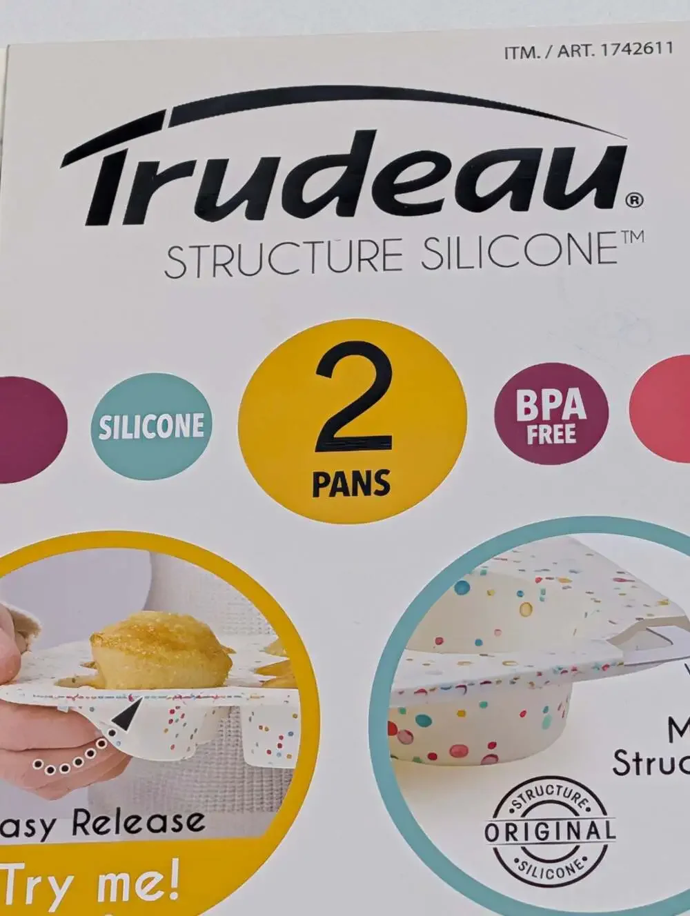 Trudeau Structure Silicone 12-Cup Muffin Pan Set (2-Pack), Confetti
